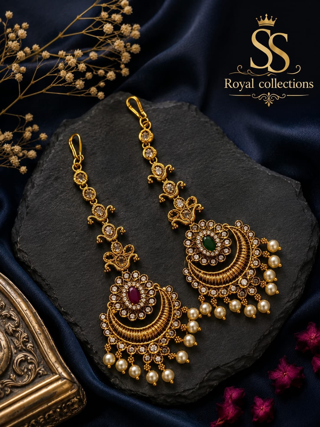Traditional 1 Gram Gold-Plated Chandbali Earrings with Pearls